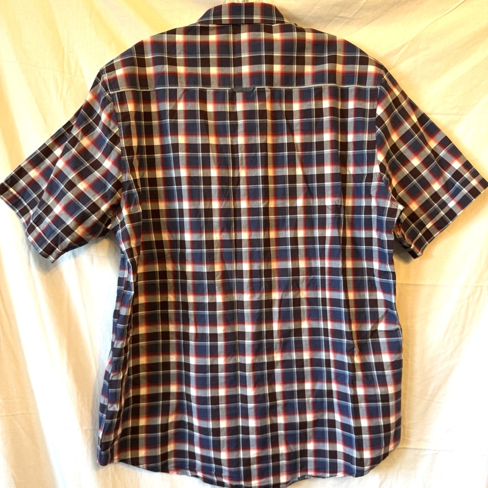 7 Diamonds The Ride Short Sleeve Button Down Mens Shirt Red Blue‎ Gray Plaid XL - Picture 11 of 15